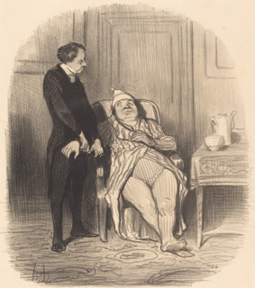 Ah! docteur... je crois bien que j'suis poitrinaire!..., 1847. Creator: Honore Daumier.