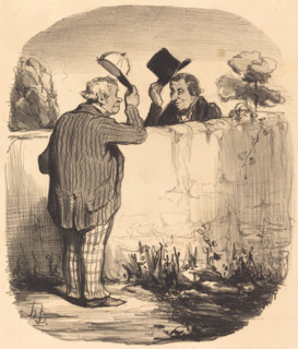 Deux bons voisins, 1847. Creator: Honore Daumier.