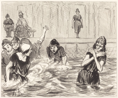 Les barbotteuses, 1847. Creator: Honore Daumier.