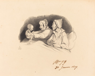 L'Éducation au Biberon, 1838.  Creator: Honore Daumier.
