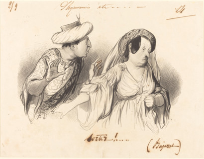 Sortez!... (Bajazet), 1841. Creator: Honore Daumier.