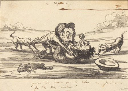 Qu'on dise encore que la chasse ne procure pas de vives émotions!, 1864. Creator: Honore Daumier.