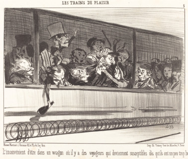 L'Inconvénient d'être dans un wagon..., 1852. Creator: Honore Daumier.