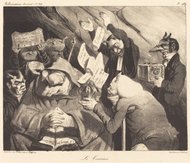 La Tentation, parodie d'une toile de Téniers, 1834. Creator: Honore Daumier.