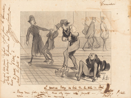 Le nouveau pavage en bois de la ville de Paris, 1842.  Creator: Honore Daumier.