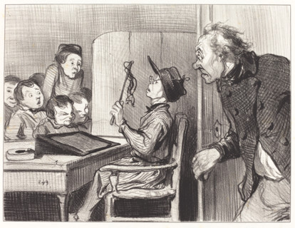 Attends, attends... j'te vas en donner moi du maître d'école!..., 1846.  Creator: Honore Daumier.