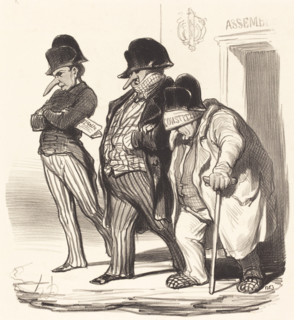 Les journaux Napoléoniens sortant de l'Assemblée Nationale..., 1848. Creator: Honore Daumier.