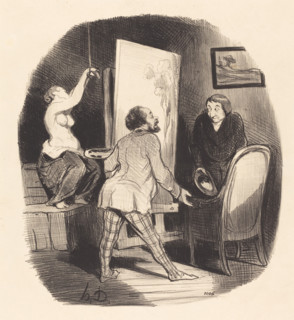 Une position difficile, 1847. Creator: Honore Daumier.