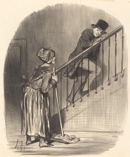Ma femme est-elle à la maison?, 1847. Creator: Honore Daumier.