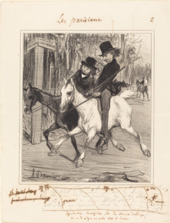 Équitation boutiquière sur des chevaux de louage, et où il n'y a pas autre chose à louer, 1839. Creator: Honore Daumier.