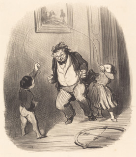 Allons, papa, fait encore trente-deux tours!, 1847. Creator: Honore Daumier.