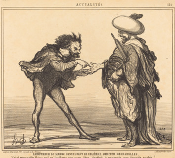 L'Empereur du Maroc consultant le celèbre sorcier Desbarolles, 1859.  Creator: Honore Daumier.