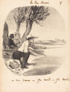 Ma femme... ça mord... ça mord!, 1846. Creator: Honore Daumier.