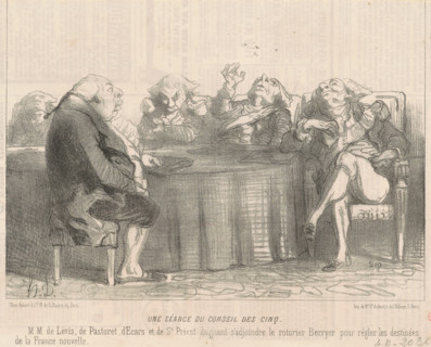 Une séance du conseil des cinq, 1850. Creator: Honore Daumier.