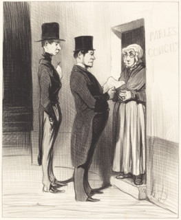 Et parlant à sa portière ainsi déclarée..., 1845.  Creator: Honore Daumier.