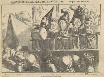 Musiciens jouant pendant douze heures ..., 19th century. Creator: Honore Daumier.