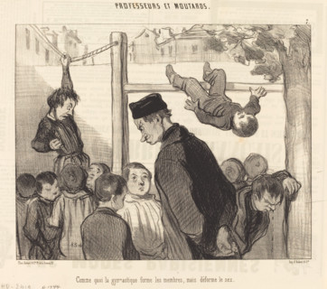 Comme quoi la gymnastique forme les membres..., 1845. Creator: Honore Daumier.