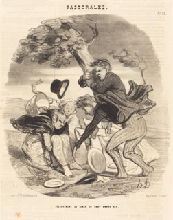 Désagrément de diner au trop grand air, 1845. Creator: Honore Daumier.