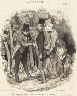 Le danger de vouloir visiter un site par trop sauvage, 1845.  Creator: Honore Daumier.