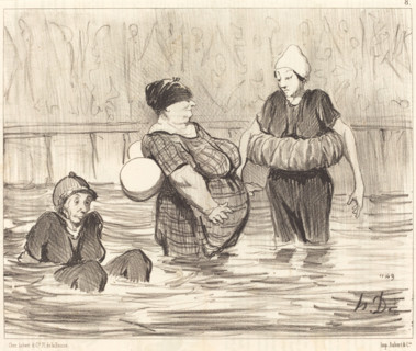 Les baigneuses prudentes, 1847. Creator: Honore Daumier.