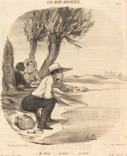 Ma femme... ça mord... ça mord!, 1846. Creator: Honore Daumier.