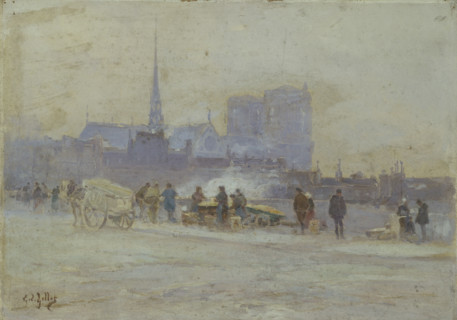 Notre-Dame, seen from the quay at the Hotel-de-Ville, c1900. Creator: Eugene Louis Gillot.