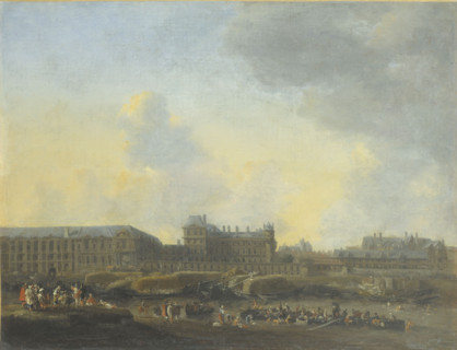 The Louvre and Hotel de Bourbon, seen from the left bank, around 1650, c1650. Creator: Reinier Zeeman.