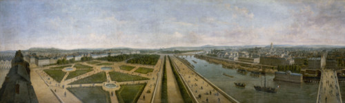 Panoramic view of Paris from the roof of the Pavillon de Flore, in the Tuileries Gardens, c1833.  Creator: Unknown.