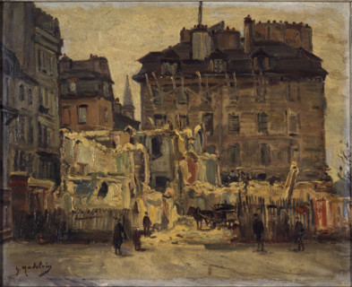 Demolition of rue de l'Hôtel-de-Ville, corner of rue des Nonnains-d'Hyères, 1933.  Creator: Gustave Madelain.