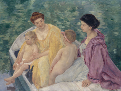 The Swim, or Two Mothers and Their Children on a Boat, 1910.  Creator: Mary Cassatt.