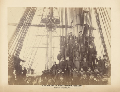 No. 210. Sailors on Russian Frigate \Osliaba,\ Harbor of Alexandria, Va., December 1863. Creator: Andrew Joseph Russell.
