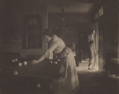 Gertrude Käsebier O'Malley at Billiards (Self-portrait), about 1909. Creator: Gertrude Kasebier.