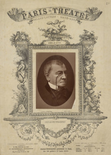 Emile De Girardin Paris theatre cover, about 1877. Creator: J. M. Lopez.
