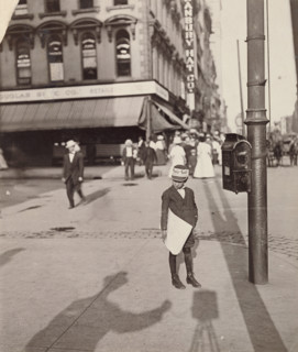 Self-Portrait with Newsboy, 1908. Creator: Lewis Wickes Hine.