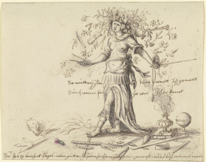 Allegorical female figure with a garland of flowers in her hair, 1621. Creator: Leonhardt Flegel.