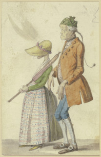 Caricatured farmer couple, 19th century. Creator: Hieronymus Hess.