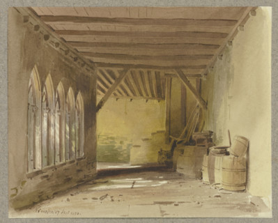 Cloister of the Collegiate Church of St. Peter and Paul in Bad Wimpfen, where wooden..., 1850. Creator: Carl Theodor Reiffenstein.