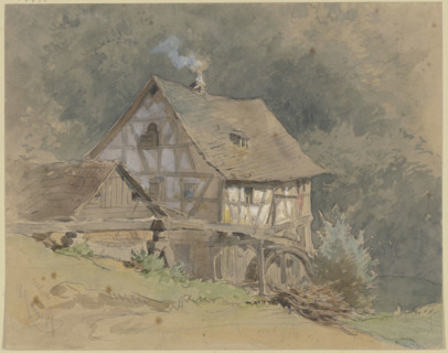 Timber framed watermill, 19th century. Creator: Philipp Rumpf.