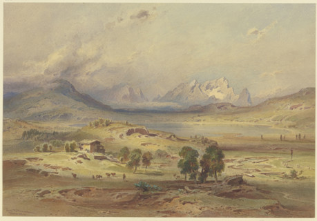 Lake Barmsee with the Zugspitze, 19th century. Creator: Leopold Rottmann.