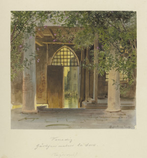 Courtyard at the Ca' d'Oro in Venice, 1851. Creator: Carl Theodor Reiffenstein.