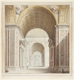 Aisle of St. Peter's Basilica in Rome, late 18th century. Creator: Francesco Pannini.