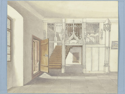Staircase in the town hall of Überlingen, 1844. Creator: Monogrammist HF.