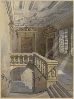 Staircase in the town hall of Würzburg, 1878. Creator: Julius Knoblauch.