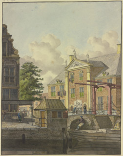 Lock gate in front of a palace with a bas-relief, 18th century. Creator: Johannes Huibert Prins.