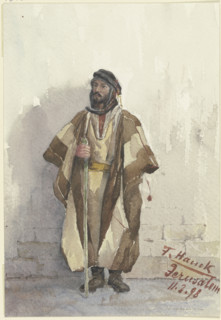 Jew standing against a wall, 1898. Creator: Fritz Hauck.