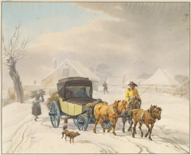 Stagecoach in Winter, c1798. Creator: Wilhelm von Kobell.