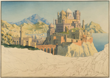 Vision of an Islamic City (étude de ville orientale imaginaire ? French), c1830-1835. Creator: Friedrich Maximilian Hessemer.