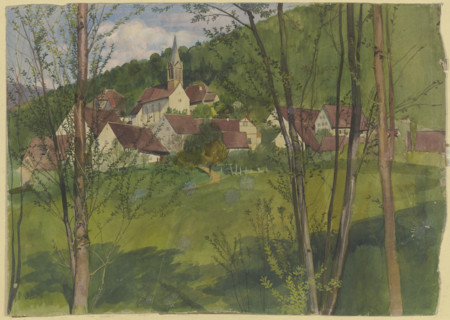 Village at the hillside, 19th century. Creator: Fritz Boehle.