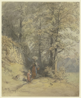 View of the path over the oaks below the Philosopher's Walk in the valley near Kronberg, 19th cent. Creator: Philipp Rumpf.