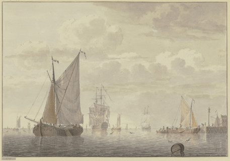 Sailing ships at anchor, 1769. Creator: Cornelis de Grient.
